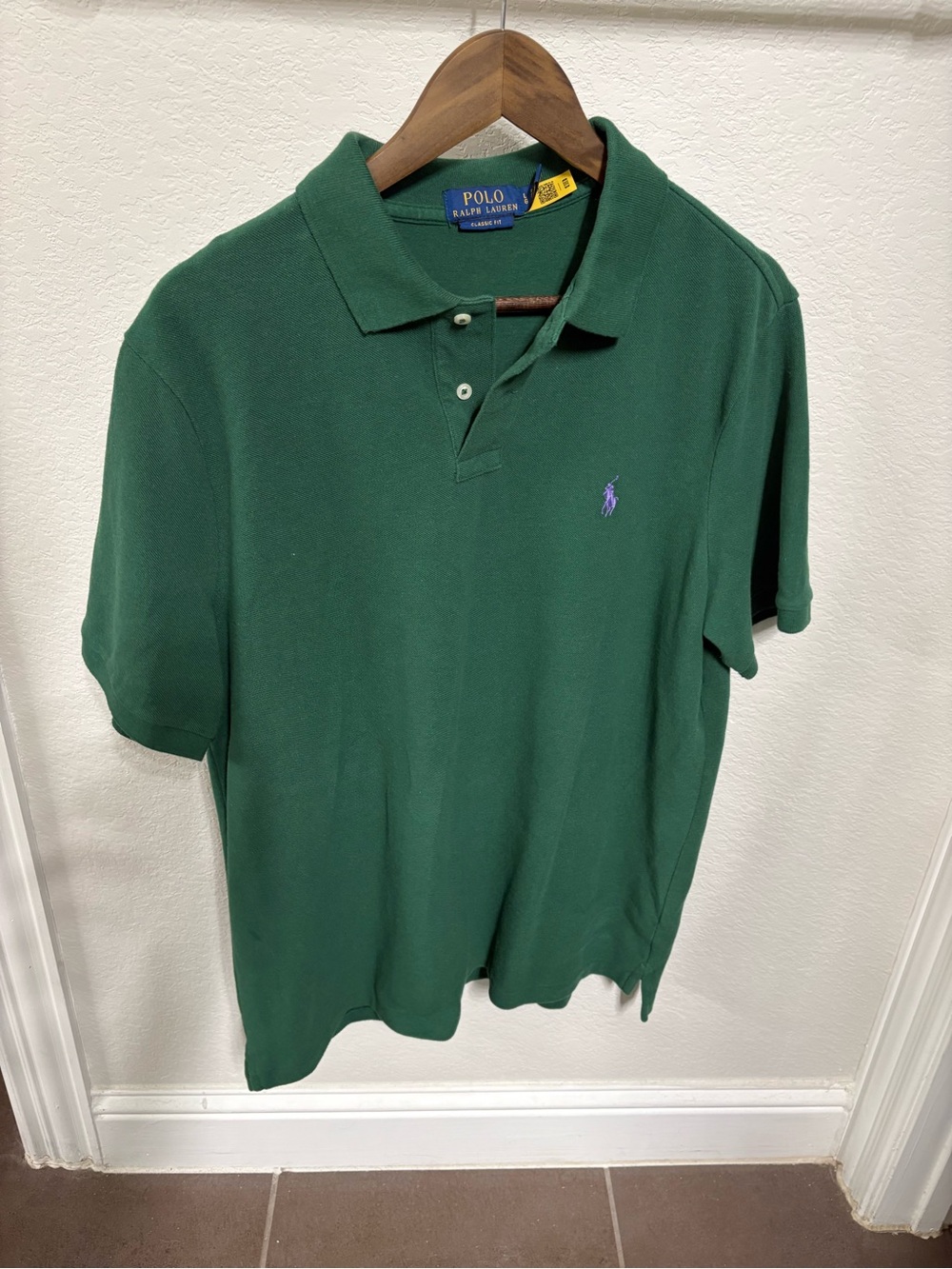 Ralph Lauren Men's Dark Green Polo with Purple Pony